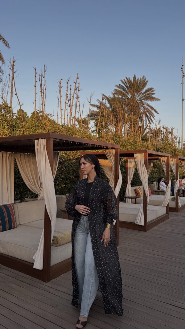 Kimono Noir Transparent à Pois